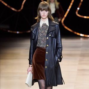 Celine leather trench coat